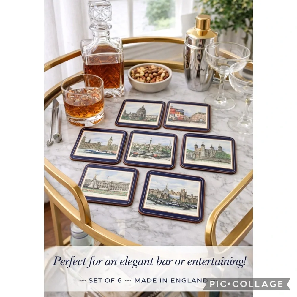 Vintage Pimpernel London Landmarks Coasters Set of 6 Made in England Cork Back